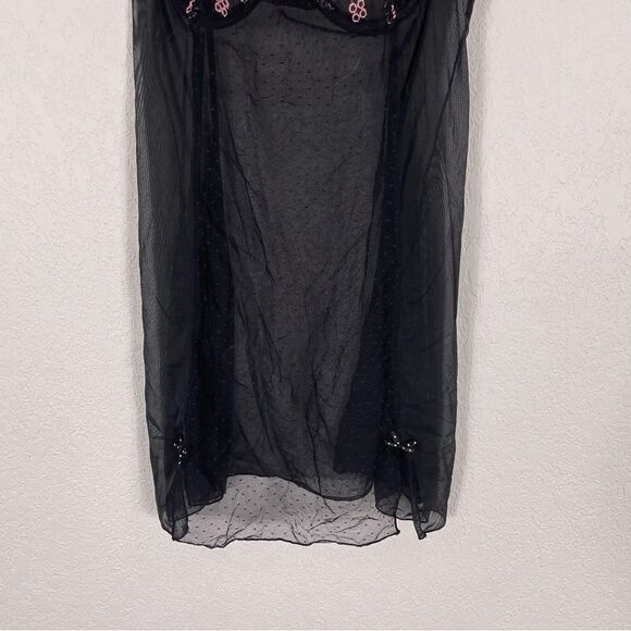 Victoria’s Secret Black Sheer with Pink Detail Lingerie Slip Dress - Picture 3 of 7